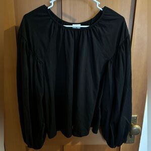 a new day. Womens Puff Sleeve Blouse Black Top